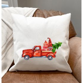 1-Gnome, A Red Truck & A Tree Pillow Cover (Pack of 1)